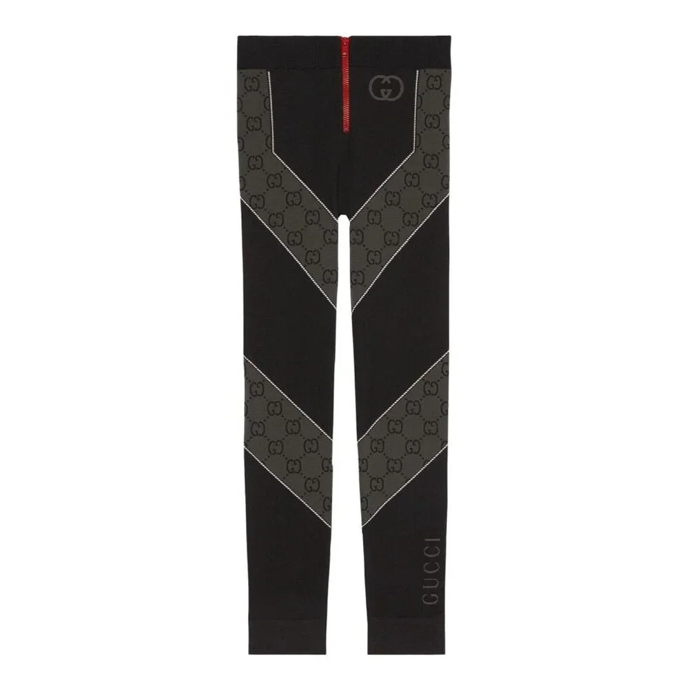NWT GUCCI GG Jersey Jacquard Leggings Grey Black GG Size L - Picture 1 of 6